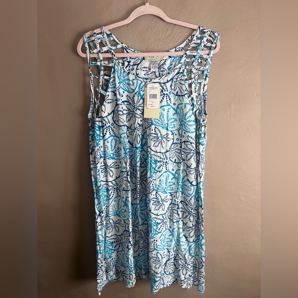 Blue and White Sleeveless Dress
